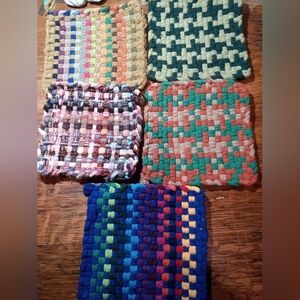 Handwoven Multicolor 5  Cotton Pot Holders